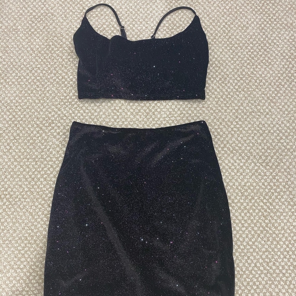 sparkly two piece bodycon dress